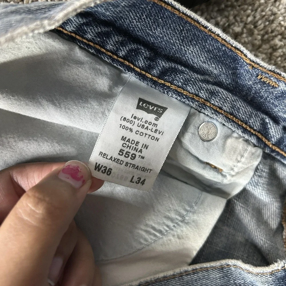 Y2K Levis 559 Jeans Mens 36x34 Medium Wash Blue Denim Relaxed Straight Cotton